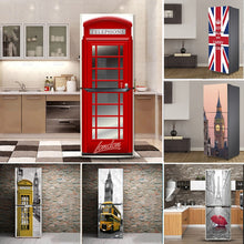 Load image into Gallery viewer, London Pattern Design Self-adhesive Vinyl Fridge Door Sticker Large Mural Cover For Refrigerator Kitchen Furniture Decoration